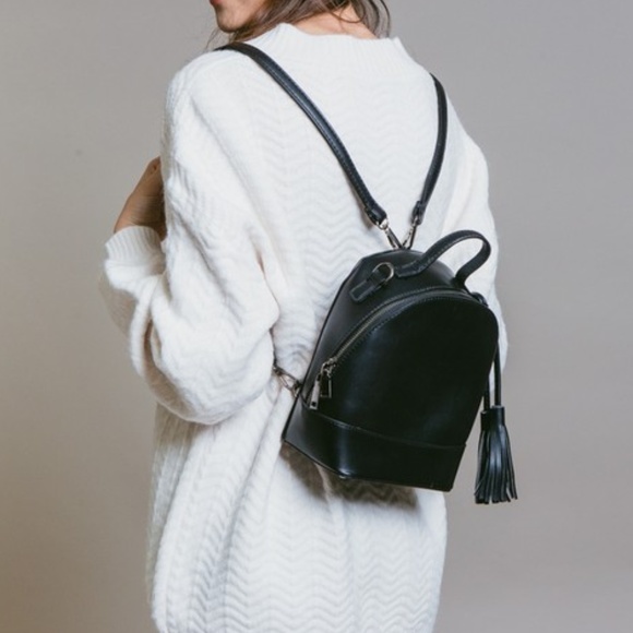 Glam Girl Fashion Handbags - SO ADORABLE!  Vegan Mini-Backpack in Black